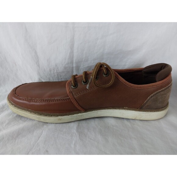 Skechers 65270 Brown Leather Shoes Loafers Boat Shoes Memory Foam Mens Size 8.5 - Picture 7 of 11